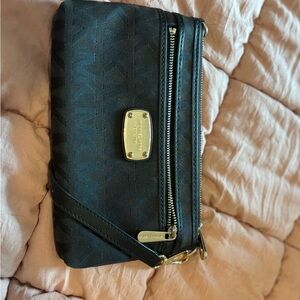 Michael Kors Black and Gold Wristlet
